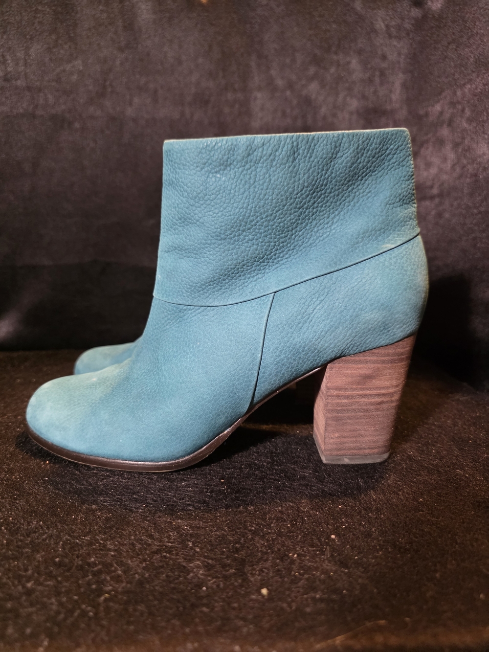 Cole Haan Teal Suede Ankle Booties with Block Heel Size 8 - Picture 4 of 9